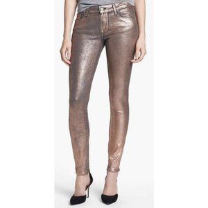PAIGE Verdugo Metallic Ultra Skinny Jean Rose Gold